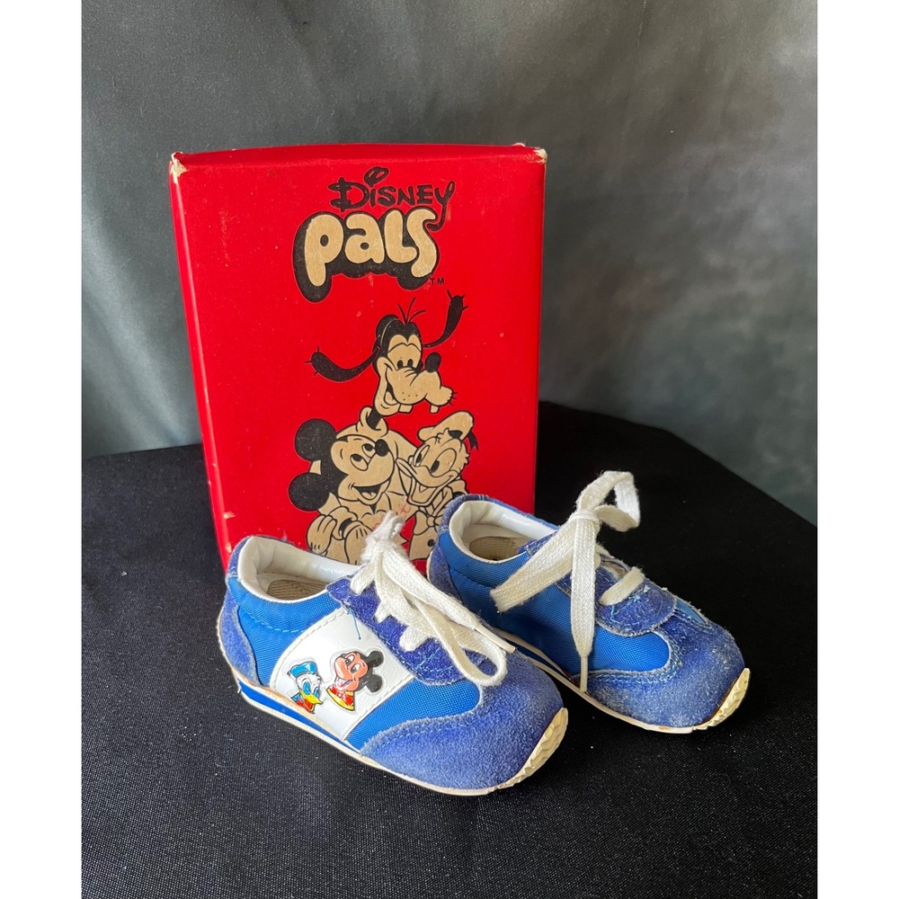 Vintage Disney Pals Baby Shoes Toddler‎ Sneakers Cartoon Mickey Goofy